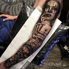 Tattoo Bad girl on the forearm motif: 3D style: chicano