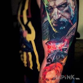 Tattoo The Witcher Geralt on the forearm motif: characters style: realistic
