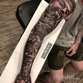 Tattoo Oriental motifs on the forearm motif: 3D style: realistic