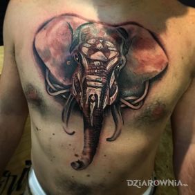 Tatuaż Wielki słon na klatce motyw: zwierzęta