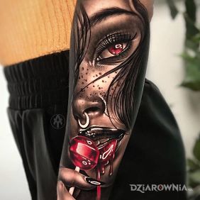 Tatuaż Czerwony lizak na przedramieniu motyw: 3D styl: realistyczne