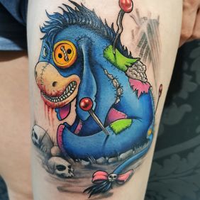 Tattoo Droopy on the chest motif: colorful style: graphic / illustrative