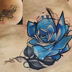 Tattoo Cover up Rose on the back motif: flowers style: graphic / illustrative