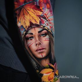 Tatuaż Jesieniara na przedramieniu motyw: kolorowe styl: realistyczne