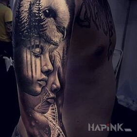 Tattoo Wild DNA on the upper arm motif: animals style: realistic