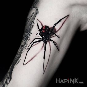 Tattoo Spider on the upper arm motif: colorful style: realistic