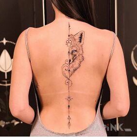 Tattoo Fox paw on the back motif: black and gray style: graphic / illustrative