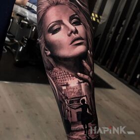 Tattoo Little portrait on the forearm motif: faces style: realistic