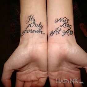 Tattoo Inscription in English on the wrist motif: lettering