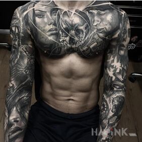 Tattoo Realism fan on the forearm motif: skulls style: realistic