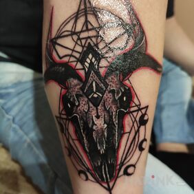 Tattoo Capricorn on the forearm motif: zodiac signs style: graphic / illustrative