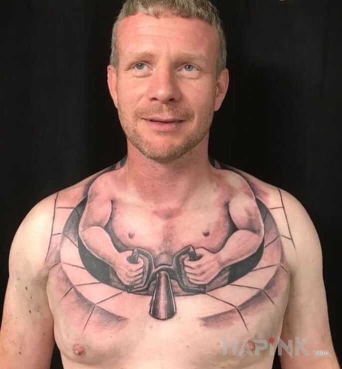 Tattoo Ktoś inny przejął stery XD in 3D motif and realistic style on the chest