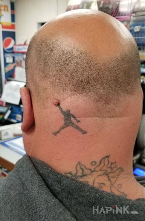 Tattoo Jordan in characters motif and minimalistic style on the head