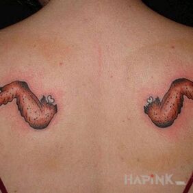 Tattoo Chicken wings on the shoulder blades motif: colorful style: graphic / illustrative