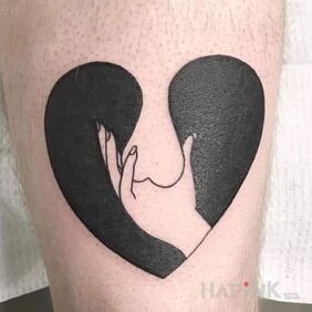 Tattoo Good eggs :) on the leg motif: other style: blackwork / blackout
