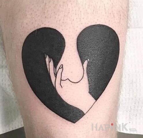 Tattoo Dobre jaja :) in other motif and blackwork / blackout style on the leg