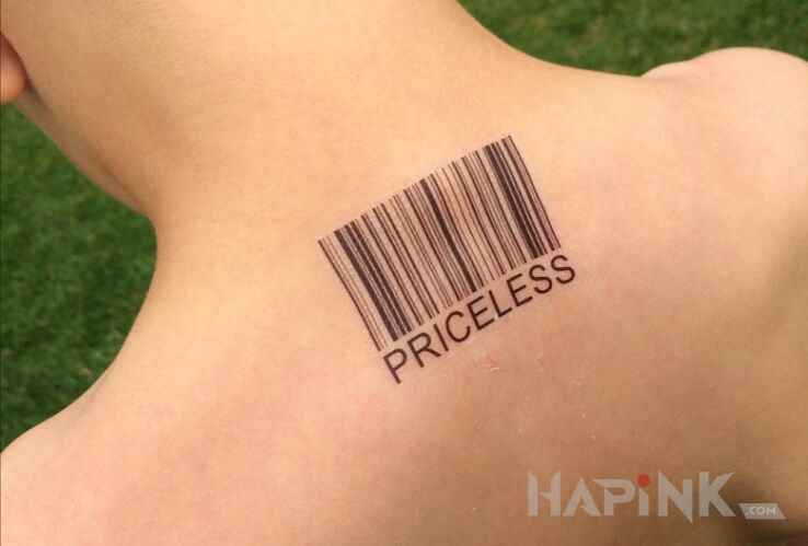 Tattoo Bezcenny in funny motif and graphic / illustrative style on the nape
