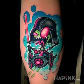 Tattoo Star Wars Empire on the calf motif: characters style: newschool