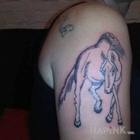 Tattoo Did the horses go on the concrete? on the upper arm motif: animals