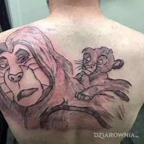 Tatuaż Król lew z rosji na plecach motyw: czarno-szare