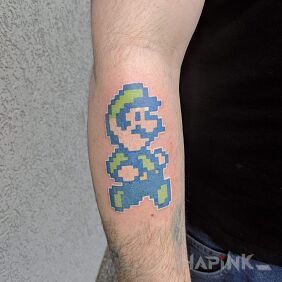 Tattoo Luigi on the forearm motif: characters