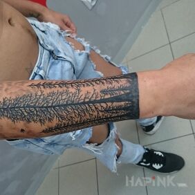 Tattoo Forest on the forearm motif: sleeves