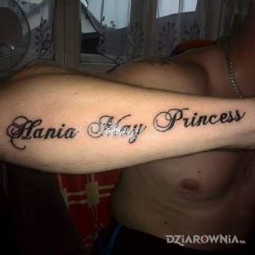Tatuaż Hania maj księżniczka haha na przedramieniu motyw: śmieszne