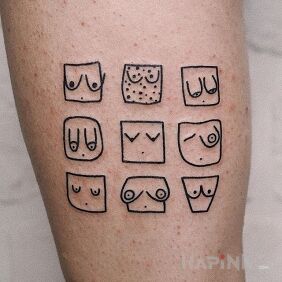 Tattoo Types of boobs ? on the leg motif: funny style: ignorant