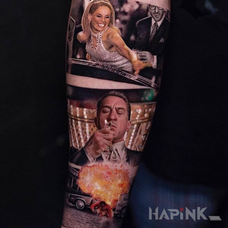 Tattoo Scena z filmu kasyno in 3D motif and realistic style on the forearm