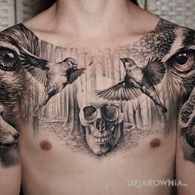 Tatuaż Zwierzęca ferajna na klatce motyw: 3D styl: realistyczne