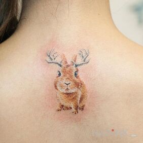 Tattoo Krolik on the back motif: animals