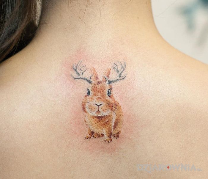 Tatuaż krolik w motywie zwierzęta na plecach