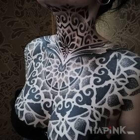Tattoo Patterns with incorporated dotwork on the shoulder motif: mandalas style: geometric