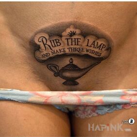 Tattoo Aladdin's lamp ? intimate motif: lettering style: calligraphy