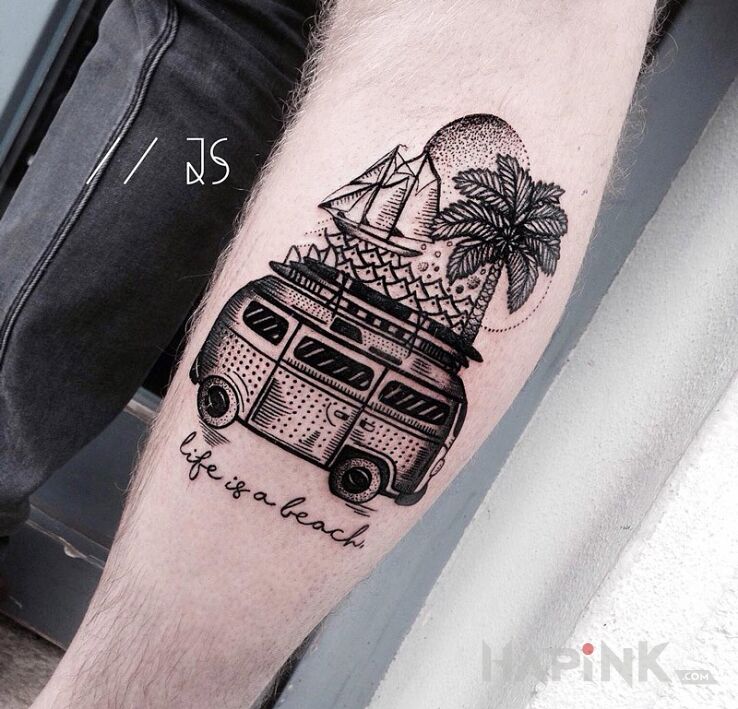 Tattoo Gra słowna in lettering motif on the forearm