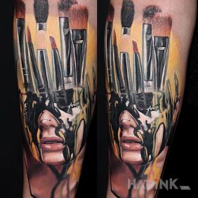 Tattoo Abstraction on the forearm motif: 3D