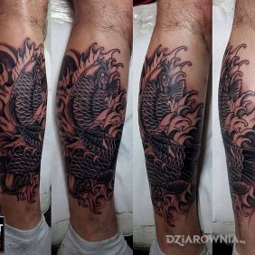 Tatuaż Karpiki :) na łydce styl: japońskie / irezumi