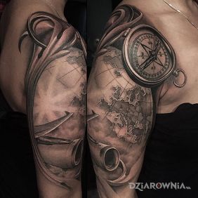 Tatuaż Dla podróżników na ramieniu motyw: 3D