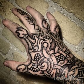 Tattoo Something for Viking fans on the hand motif: ornaments style: Celtic / Nordic