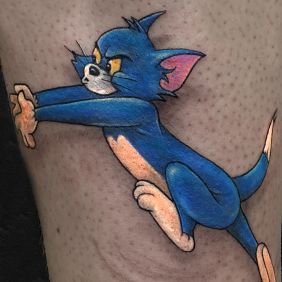 Tattoo Tom&Jerry on the leg motif: characters style: cartoon / comic book