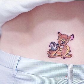 Tattoo Bambi on the back motif: animals