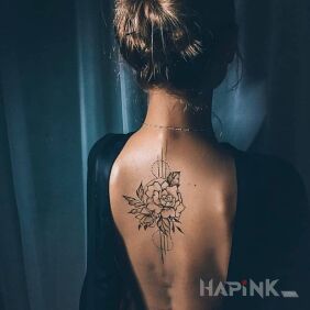 Tattoo Unfilled rose on the back motif: flowers style: graphic / illustrative