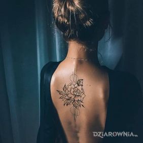 Tatuaż Róża bez wypełnienia na plecach motyw: kwiaty styl: graficzne / ilustracyjne