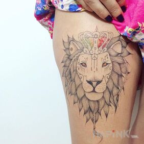 Tattoo Reggae lion on the leg motif: animals