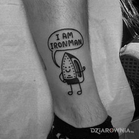 Tatuaż I am ironman na nodze motyw: przedmioty styl: ignorant