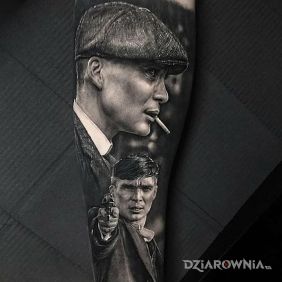 Tatuaż Tommy Shelby na ręce motyw: twarze styl: realistyczne
