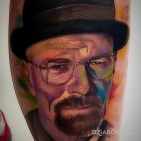 Tatuaż Walter White na łydce motyw: 3D styl: realistyczne