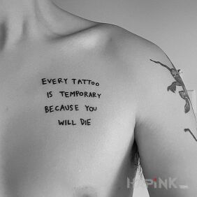 Tattoo Temporary tattoos on the chest motif: lettering