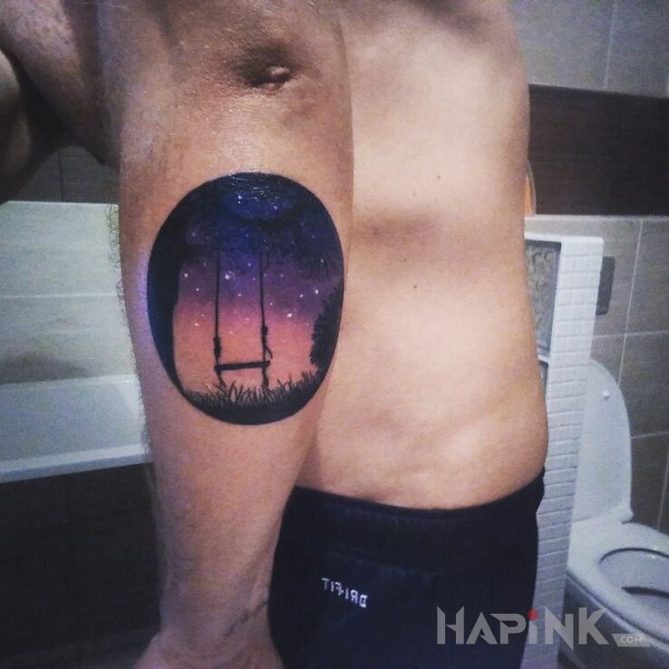 Tattoo Huśtawka, wschód in other motif on the forearm