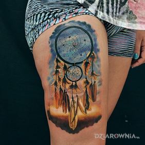 Tatuaż Lapacz snow na nodze motyw: 3D styl: realistyczne